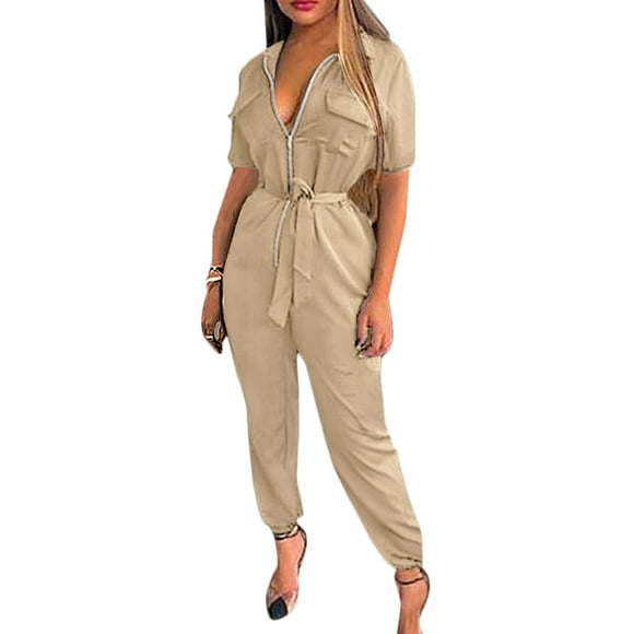 Unastar Womens Cargo Work Messenger High Waist Jumpsuits with Belt Unastar Womens Cargo Work Messenger High Waist Jumpsuits with Belt